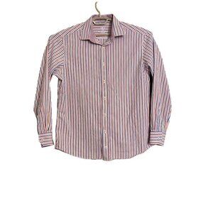Men's Bugatchi Shaped Fit Button Up Long Sleeve Striped Dress Shirt, XXL